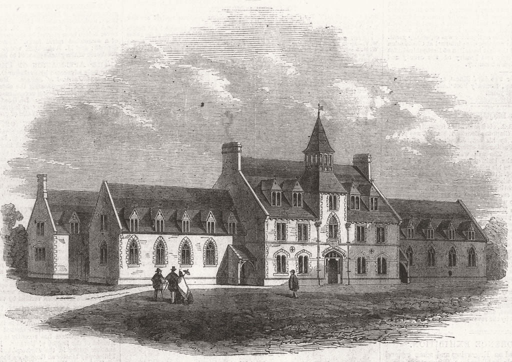 DEVON. Devon County School, West Buckland 1861 old antique print picture